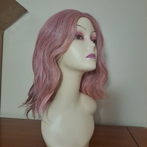 Chic Pastel Pink Wavy Hair Wig